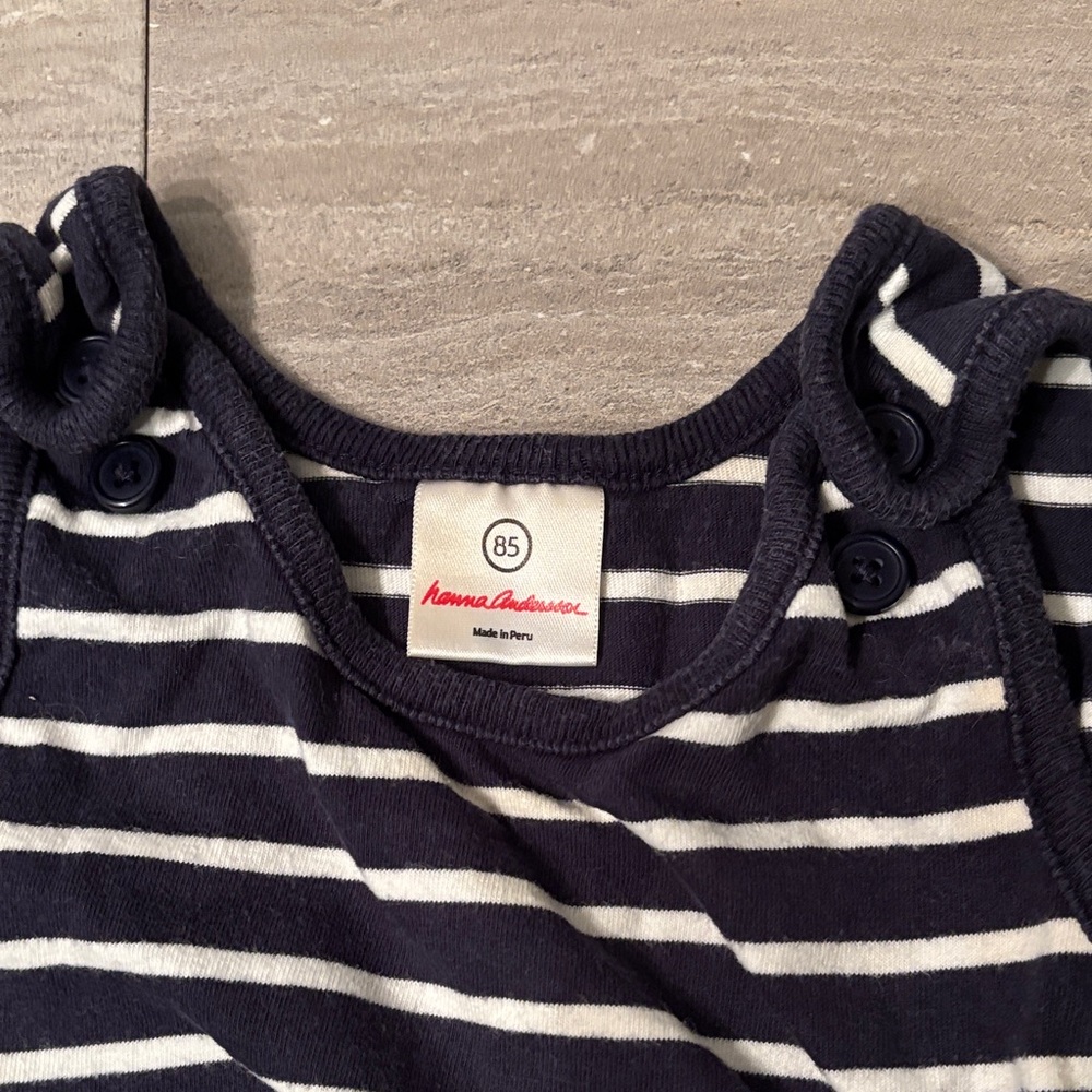 Hannah Andersson Navy Stripe Baby Romper
